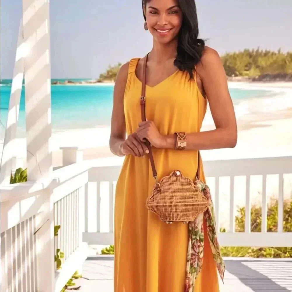 New Patricia Nash Cala Luna Sea Shell Natural Rattan Crossbody Bag